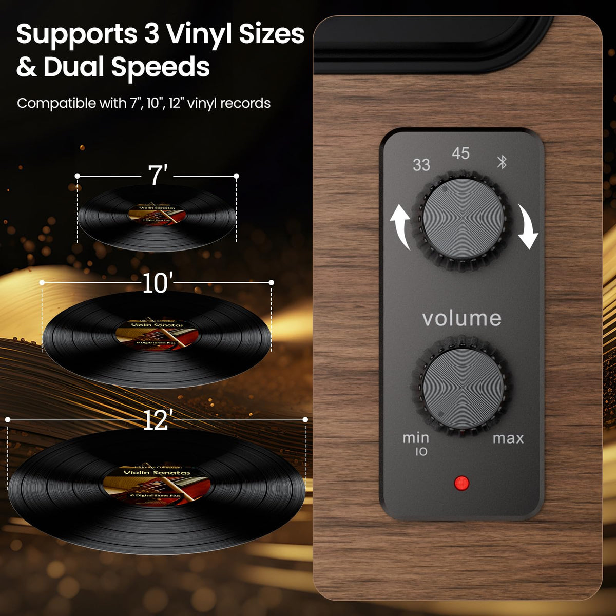XJ-HOME Bluetooth hi-fi streaming for wireless vinyl listening