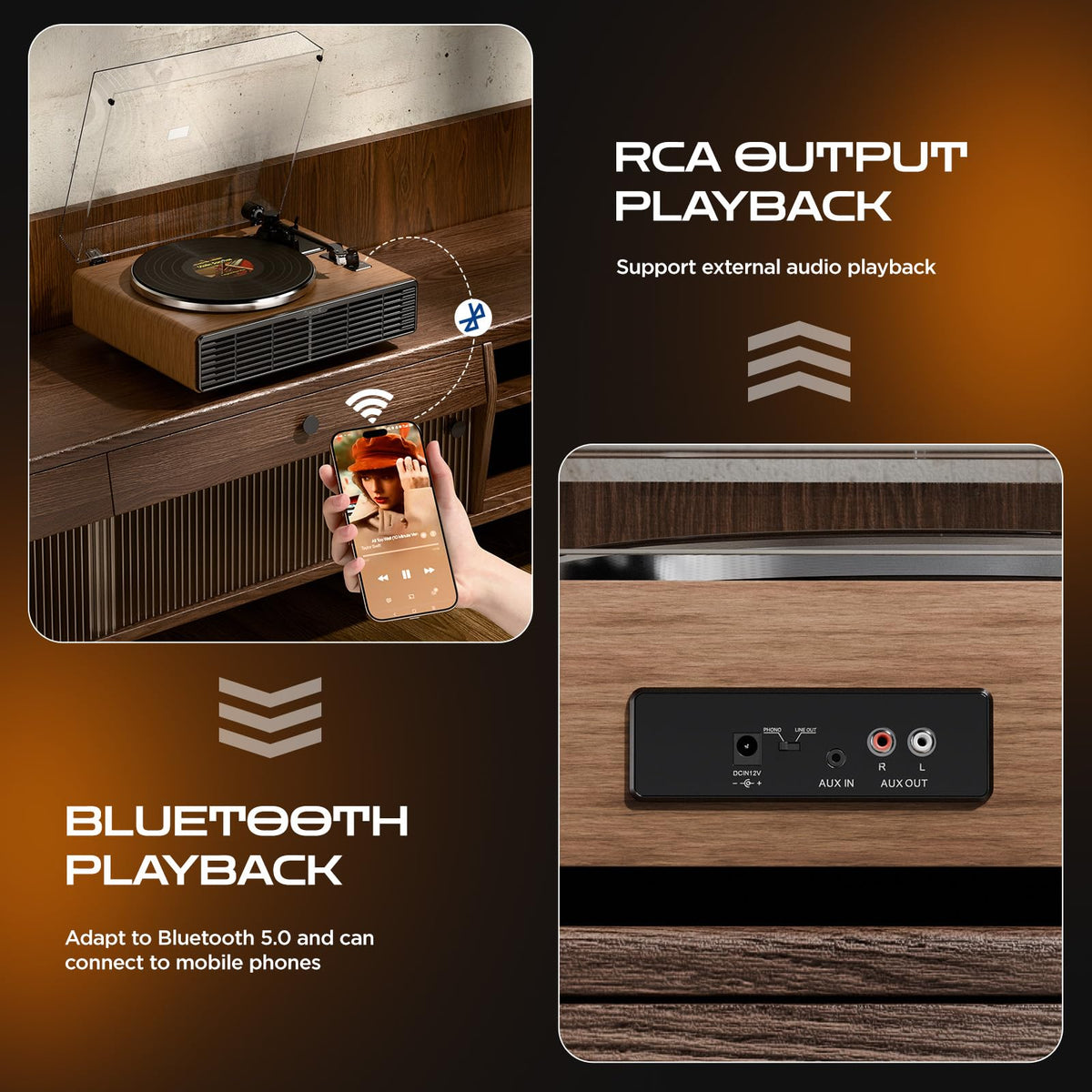 XJ-HOME built-in four-speaker array delivering room-filling sound.