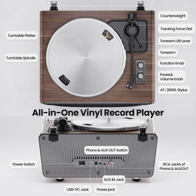 XJ-HOME Turntable with Bluetooth streaming from mobile devices.