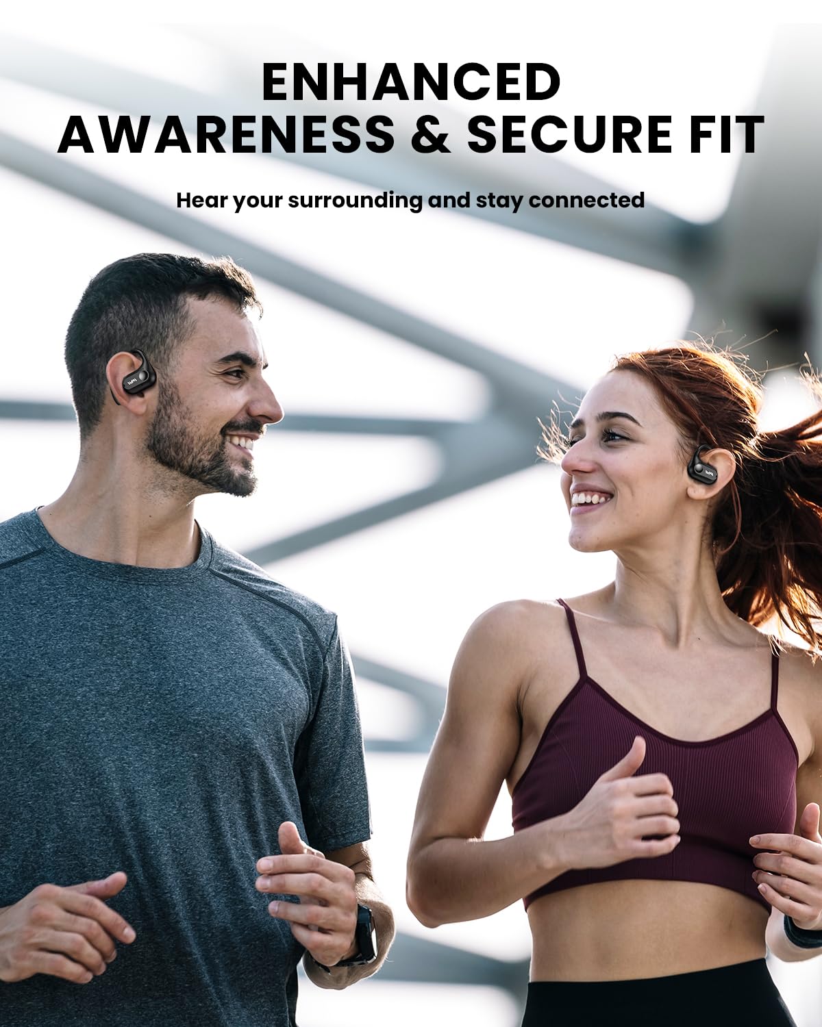 XKDUN earbuds in use while running for safe awareness outdoors