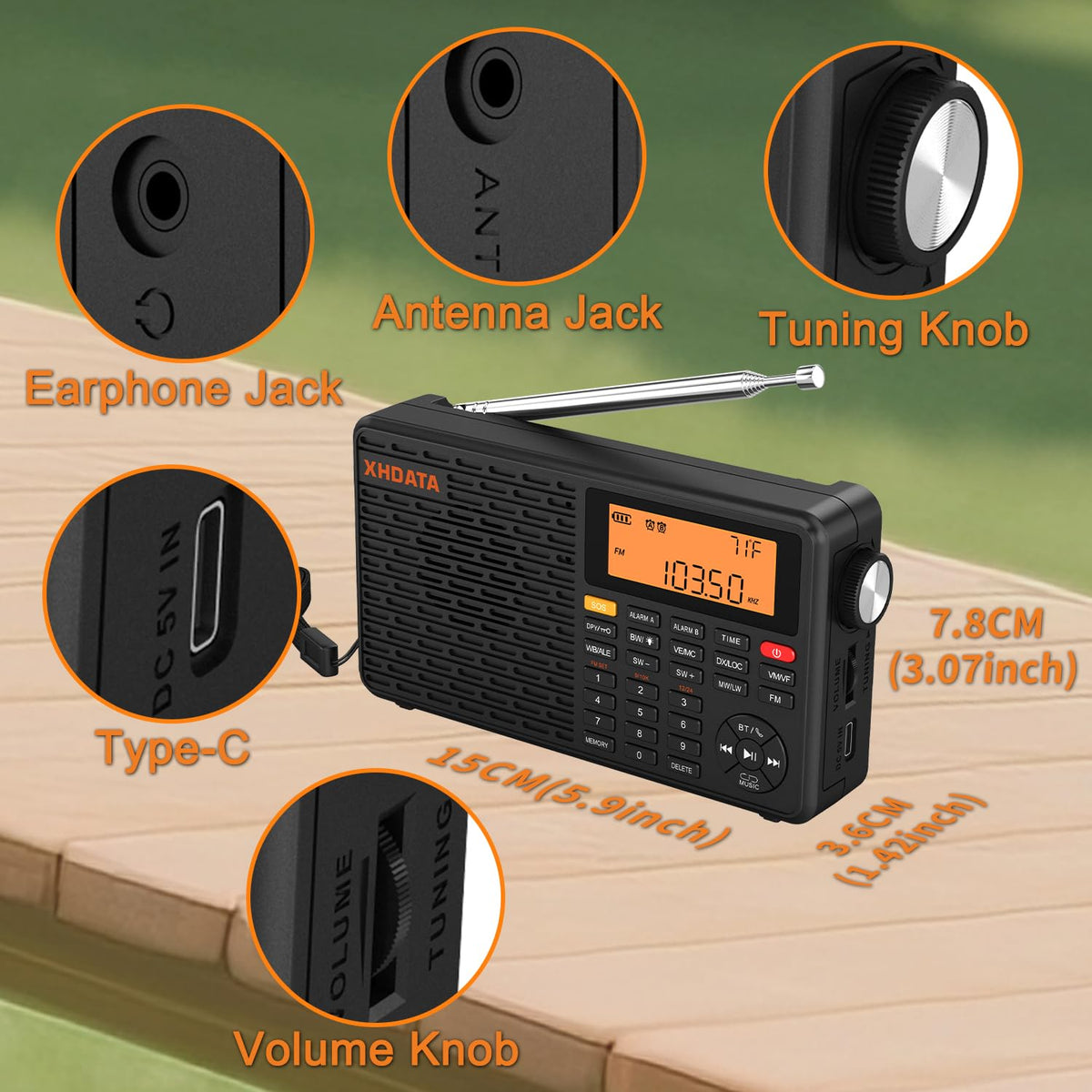 XHDATA D109WB paired to phone via Bluetooth streaming music hands-free