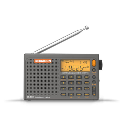 XHDATA SIHUADON R-108 front view showing retro styling and easy controls