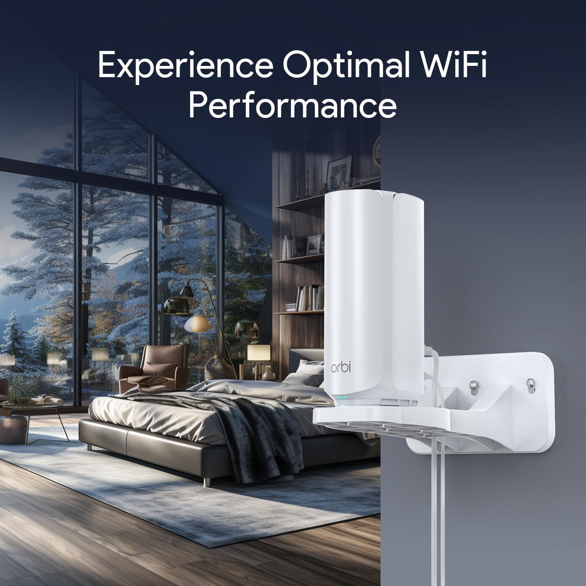 XLTTYWL white wall-mount design blends with décor and supports seamless Orbi placement.