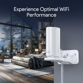 XLTTYWL white wall-mount design blends with décor and supports seamless Orbi placement.