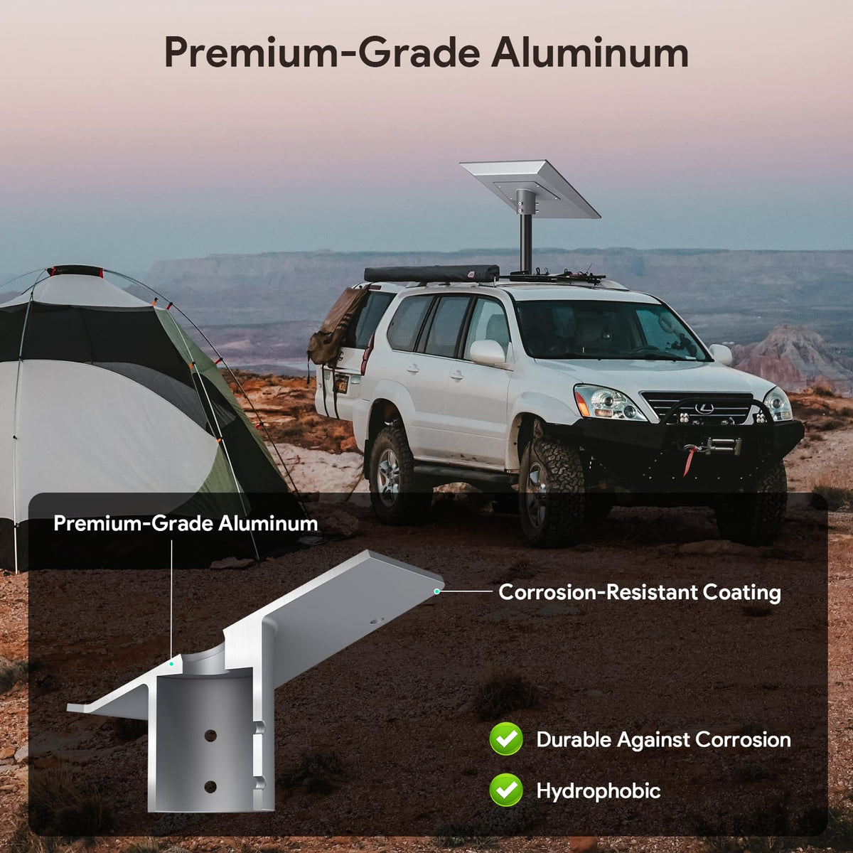 XLTTYWL adapter demonstrates compatibility with 1.49–2.55 inch poles.