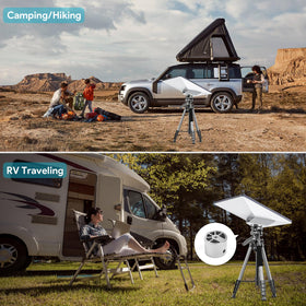 XLTTYWL camping use with Starlink Mini adapter mounted outdoors.