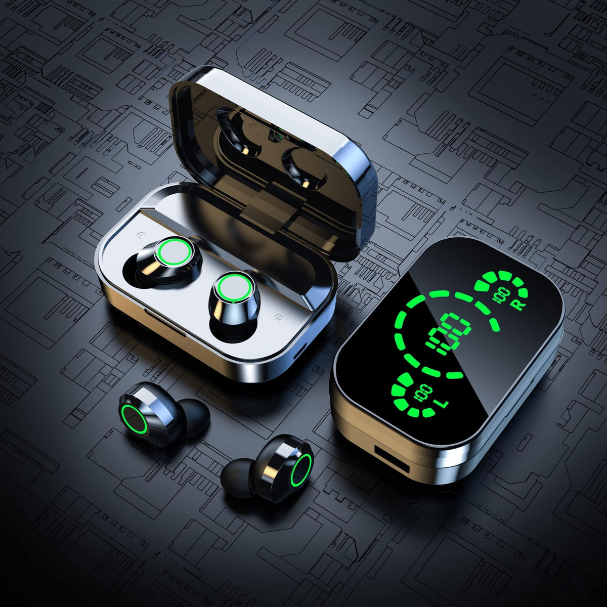 Xmenha earbuds touch controls illustration enabling hands-free play and calls
