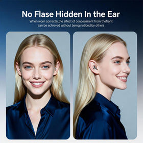 Xmenha flat invisible sleep earphone charging case open reveals extended battery on the go.