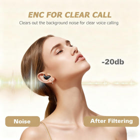 Xmenha flat invisible sleep earphones ear caps closeup highlighting skin-friendly fit.
