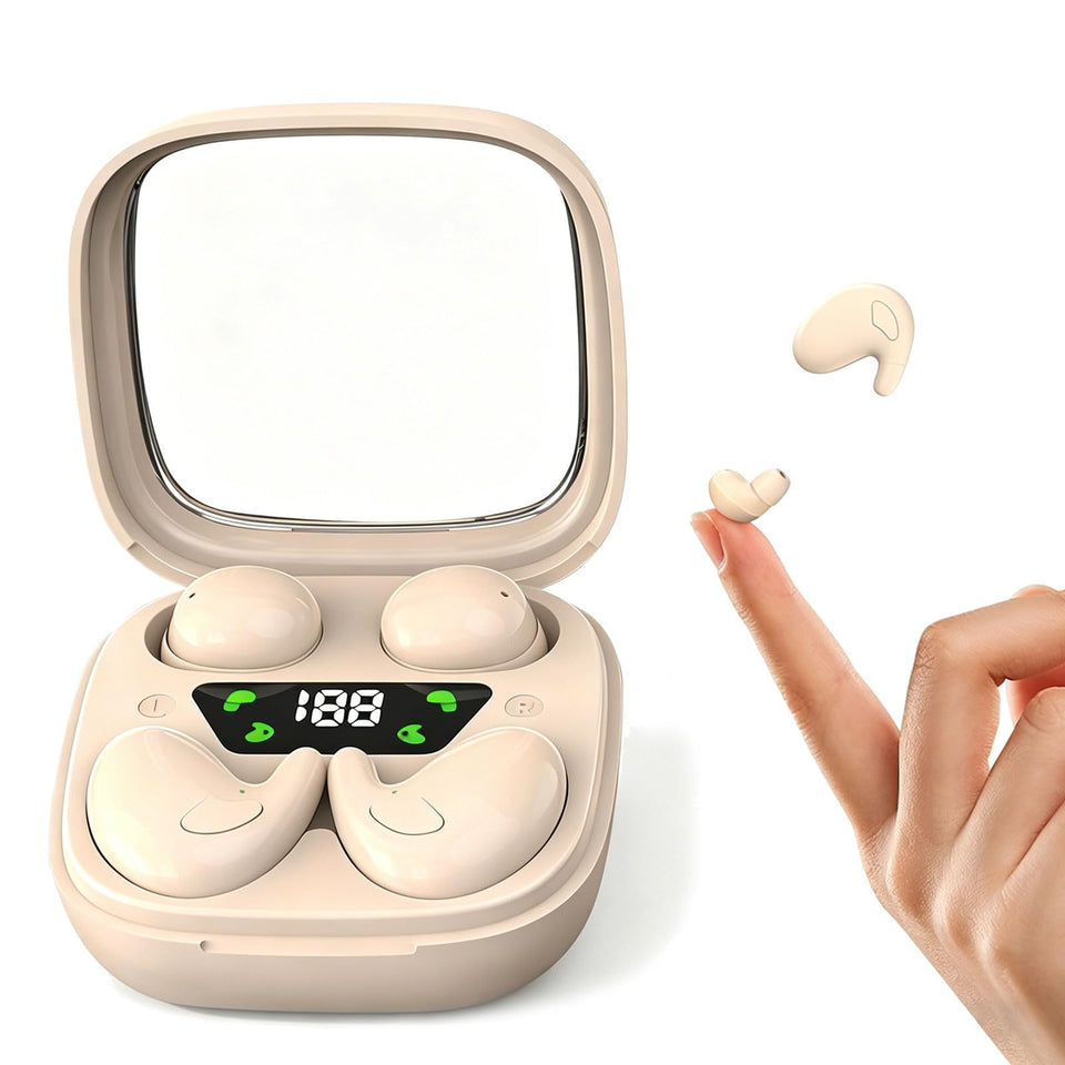 Xmenha flat sleep mini earbuds close-up for side sleepers.