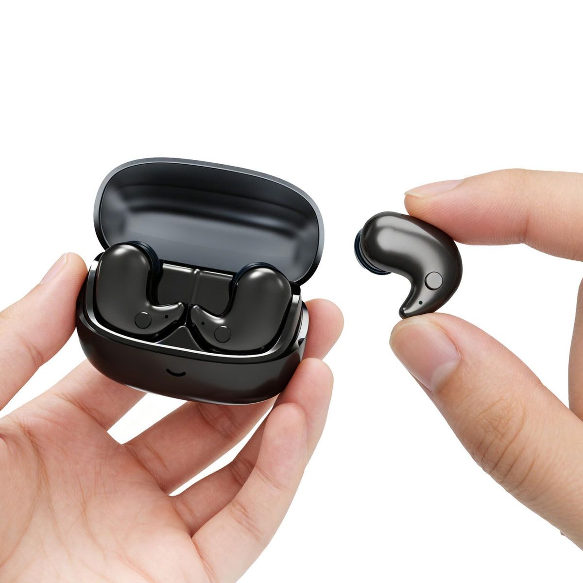 xmenha front view packaging showing discreet earbuds and travel case benefit comfort