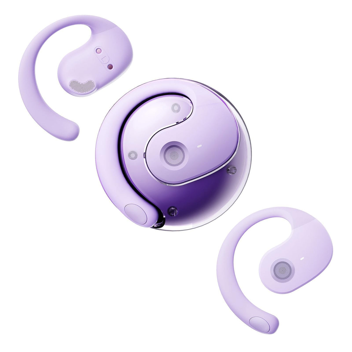 Xmenha front view of purple over-ear earbuds showing design and comfort benefit