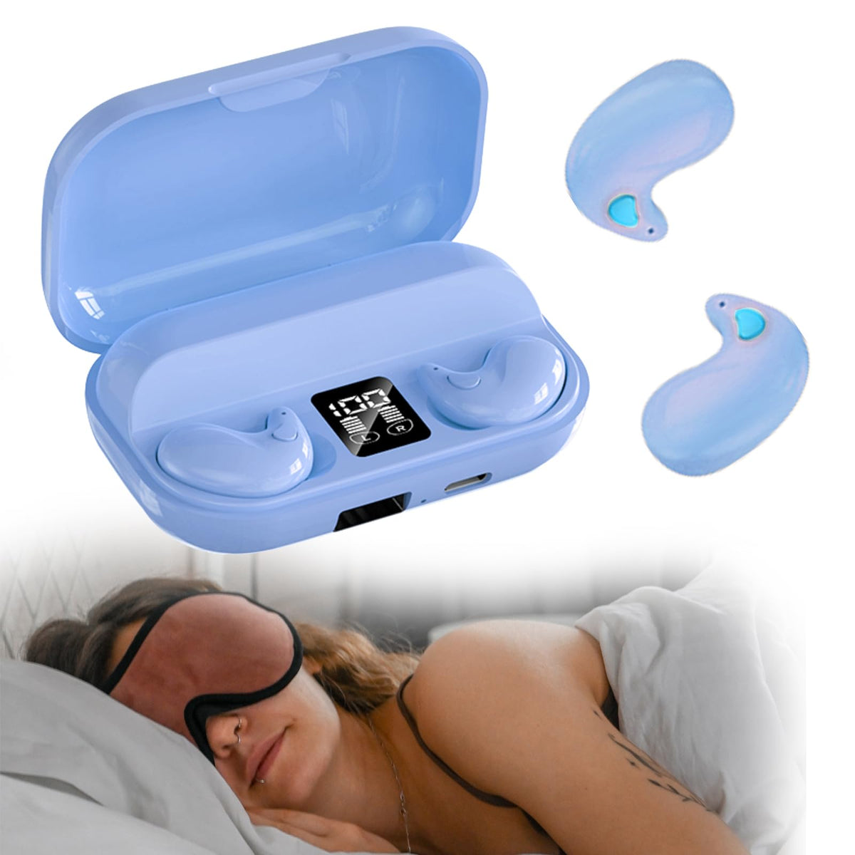 Xmenha Invisible Sleep Earbuds front view showing ultra-thin design for side-sleeper comfort