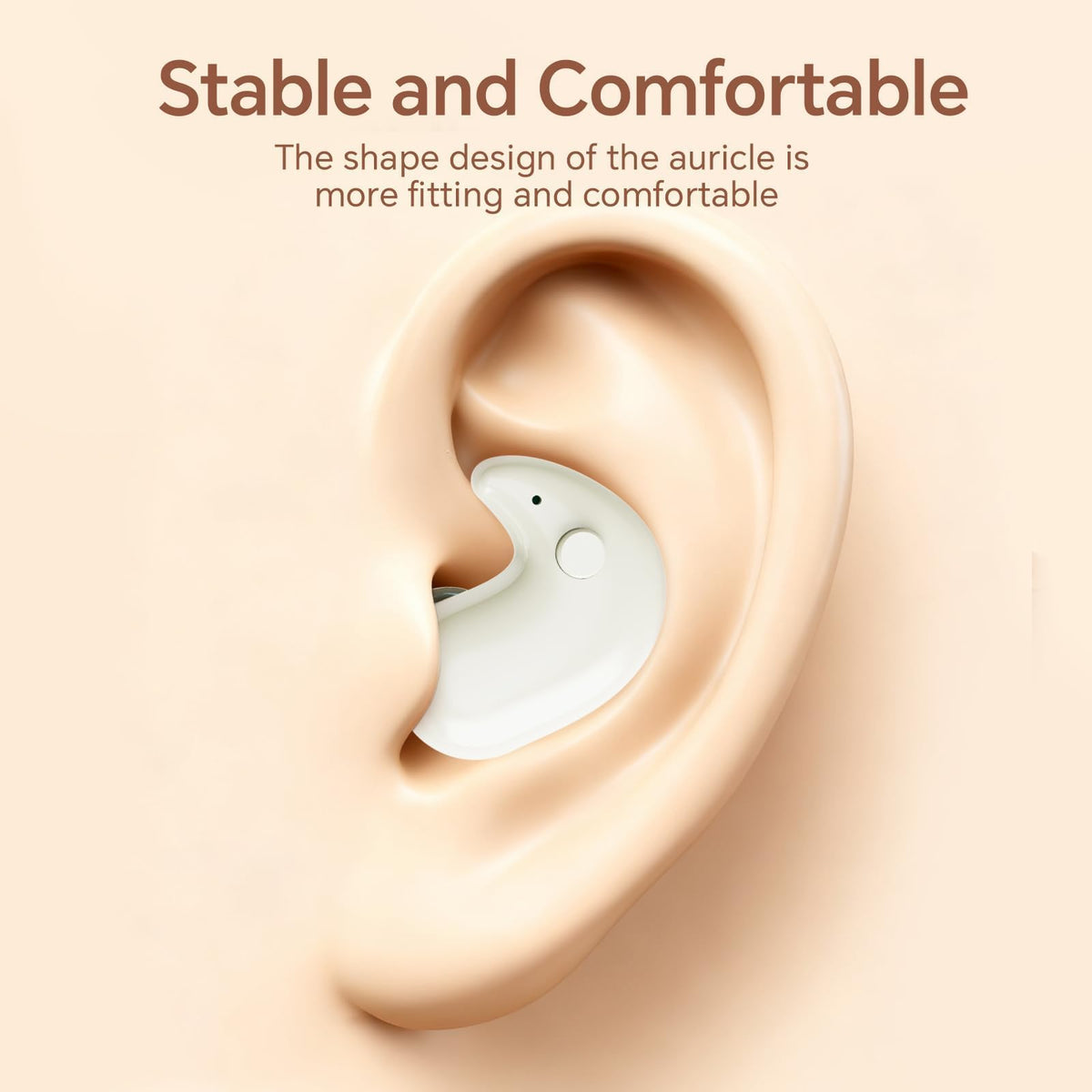 Xmenha earbuds on bedside table in bedroom setting conveying discreet use for sleep and relaxation