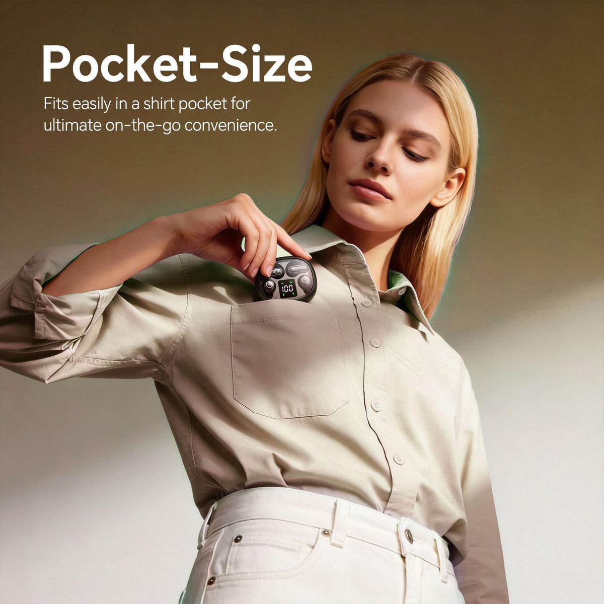 Xmenha lifestyle image on commuter showing discreet wear and focused listening benefit