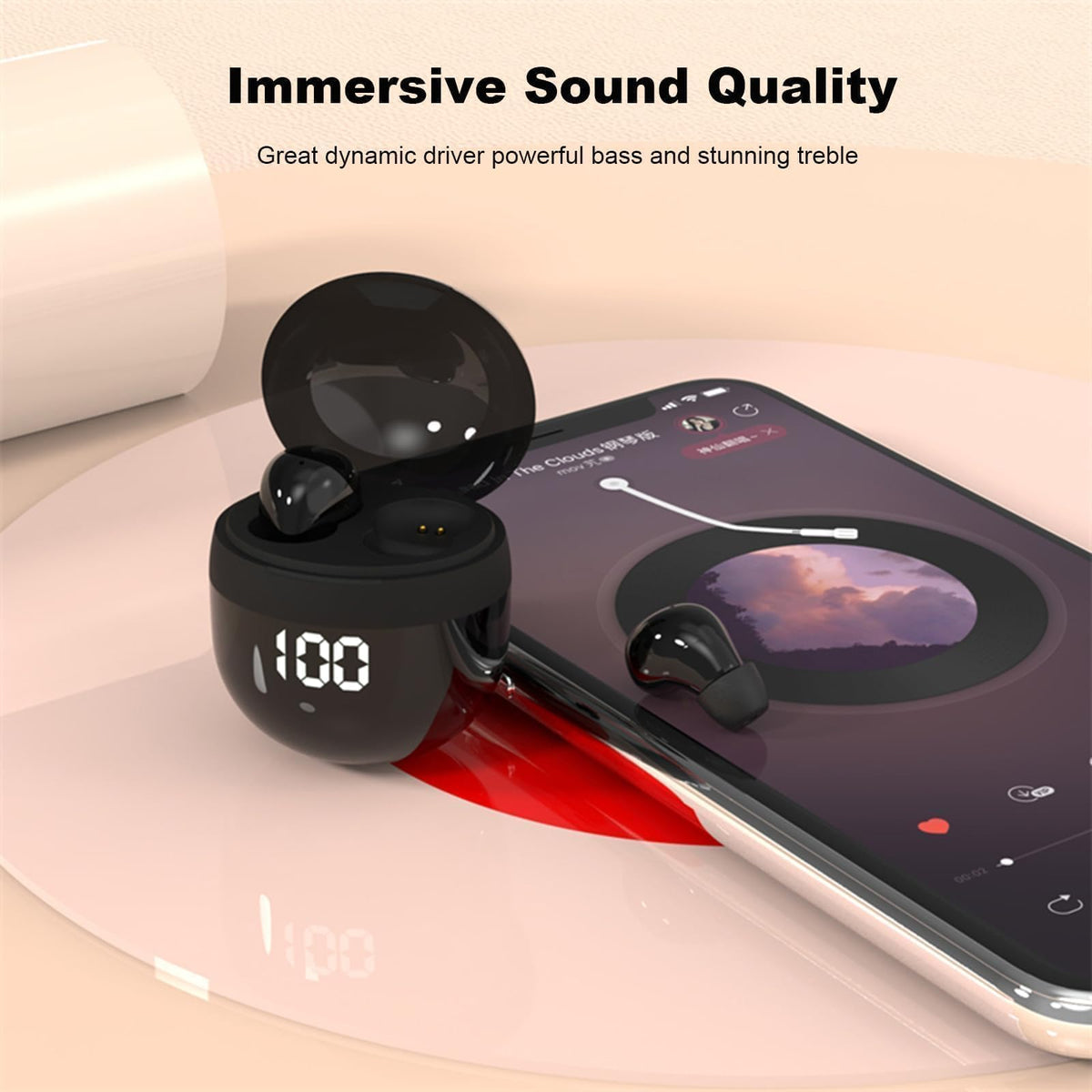Xmenha earbuds used on a commuter, showing discreet listening convenience