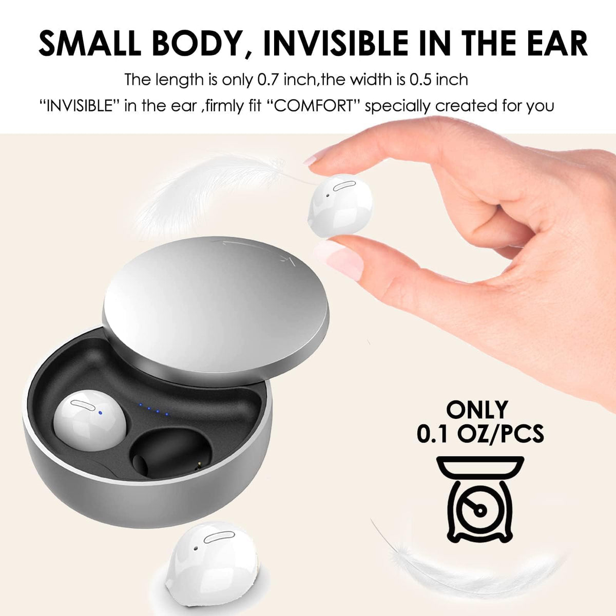 Xmenha mini discreet earbuds fit snugly for long-wear comfort