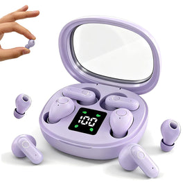 Xmenha mini invisible earbuds for side sleepers in purple, discreet and comfortable for overnight listening