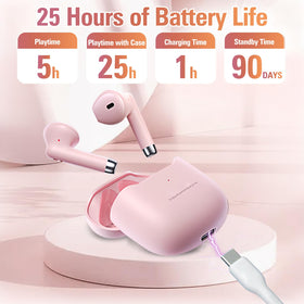 Xmenha pink true wireless earbuds demonstrating IPX5 waterproof durability