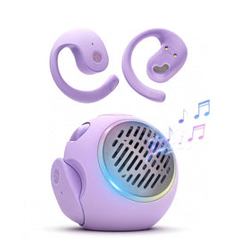 Xmenha Purple Kids open-ear earbuds enable listening while staying aware of surroundings.