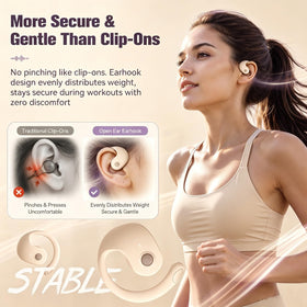 Xmenha side profile showing over-ear hook and benefit of staying in place during movement