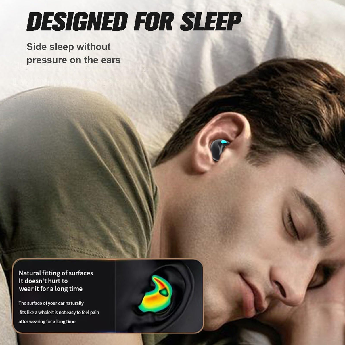 Xmenha ergonomic semi in-ear fit reduces pressure during sleep