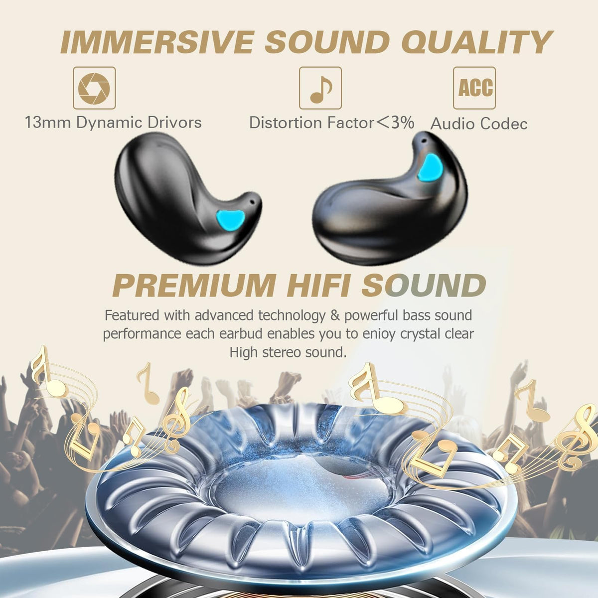 Xmenha small invisible earbuds provide secure, light wear all night.