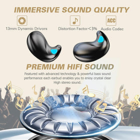 Xmenha small invisible earbuds provide secure, light wear all night.
