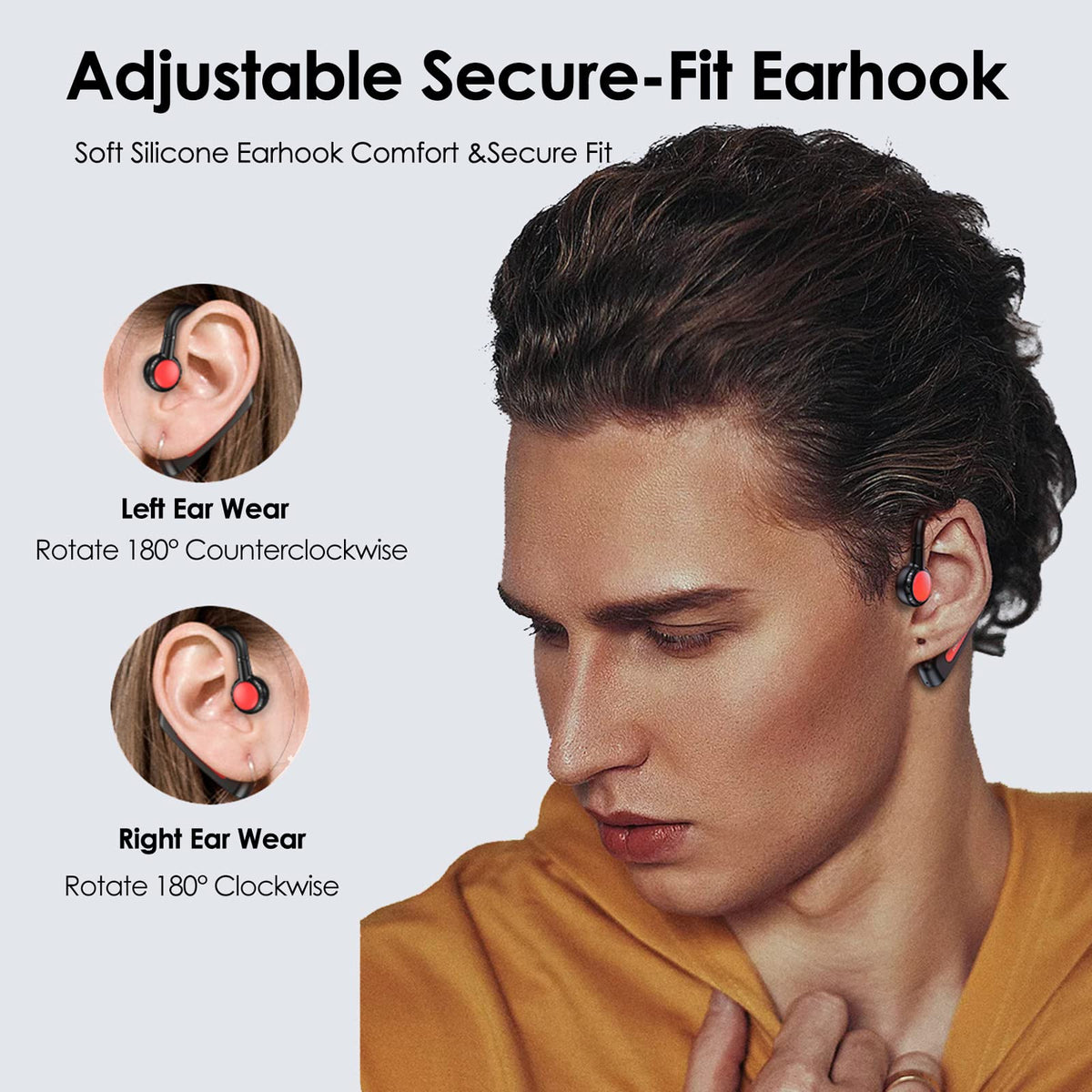 Xmenha sport earbuds with earhooks and IPX5 waterproof for sweat-proof training.