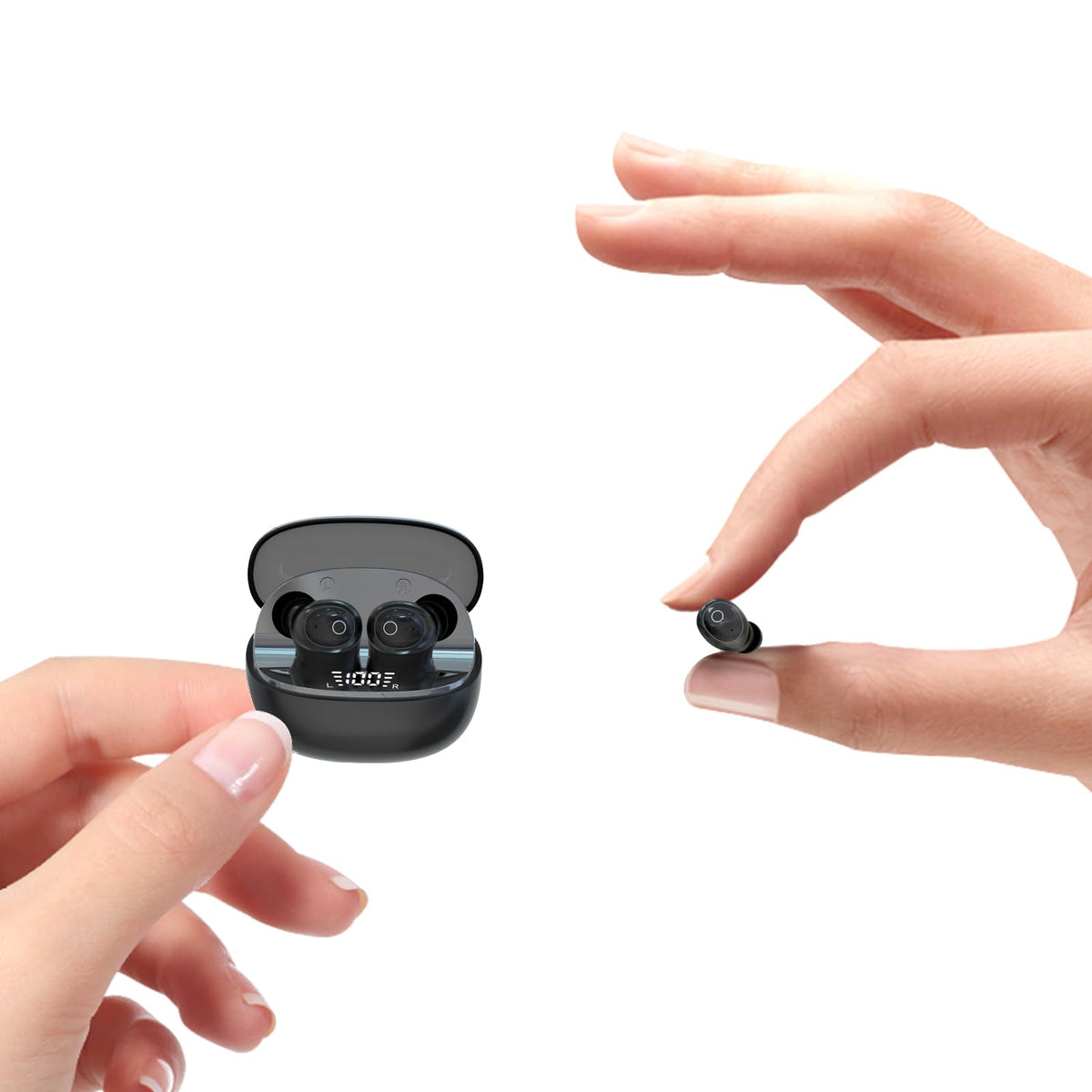 Xmenha T10 mini invisible earbuds in black for discreet listening.