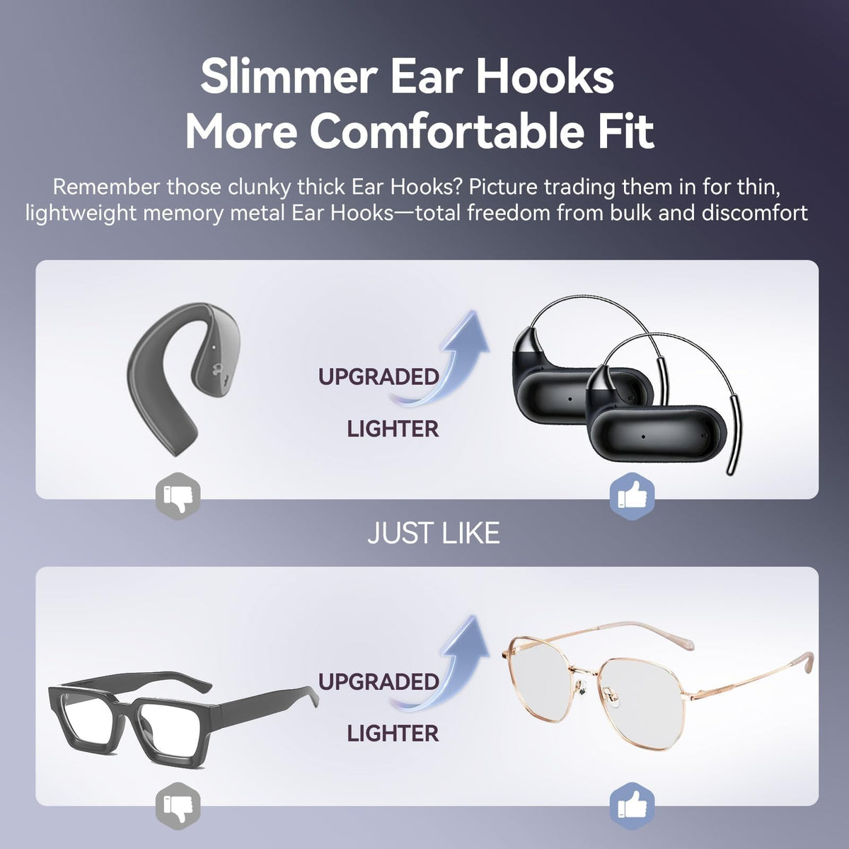 Xmenha ultra-thin ear-hooks provide secure support during workouts.