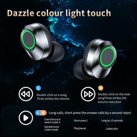 Xmenha earbuds with water droplets showing IPX5 sweat resistance for workouts