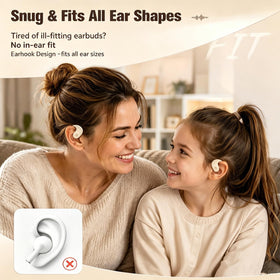 Xmenha earbuds worn by runner outdoors showing stable fit and safety awareness