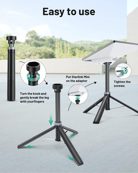 XMoving tripod installed with Starlink Mini at campsite providing reliable connectivity benefit