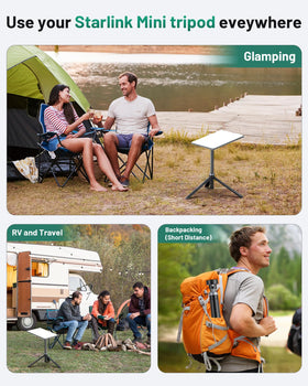 XMoving tripod label and materials highlighting aluminum construction and weather resistance benefit