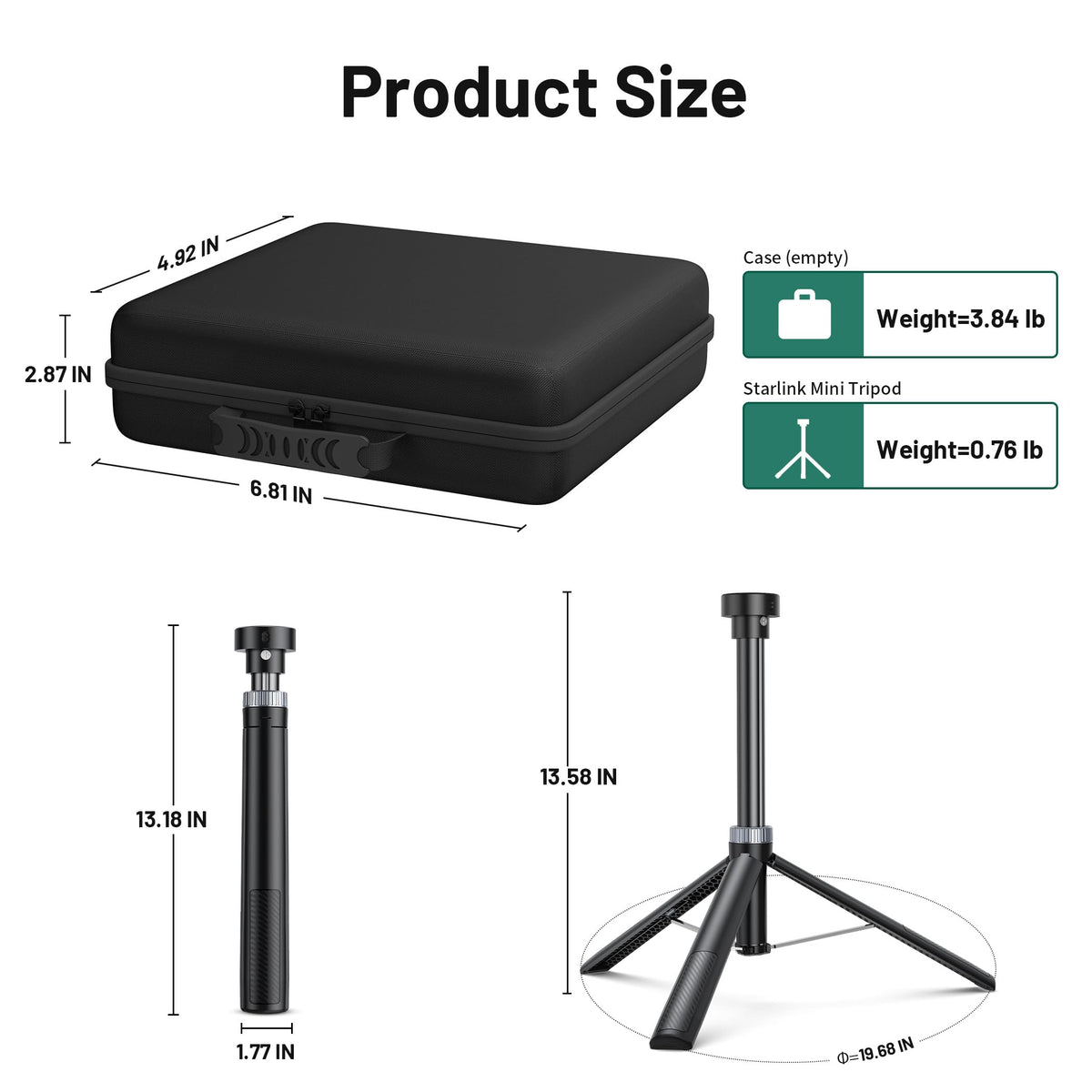 XMoving Starlink Mini tripod mount fully assembled for quick outdoor setup.