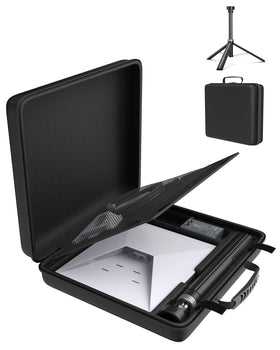 XMoving Starlink Mini tripod mount folded for compact travel readiness.