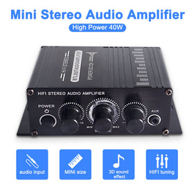 XMSJSIY 12V HiFi amplifier aluminum shell conveys rugged build.