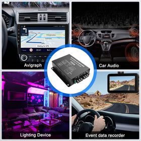 XMSJSIY output terminals and voltage display illustrating secure 12V power delivery
