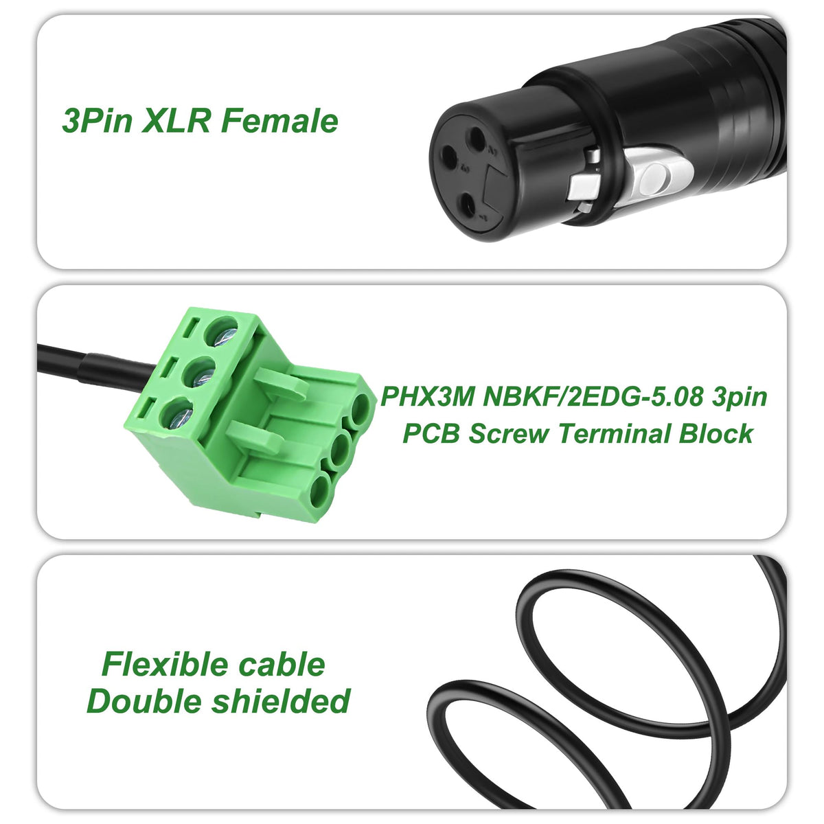 XMSJSIY top view of 3-pin PHX3M Phoenix block showing screw terminals for secure clamping