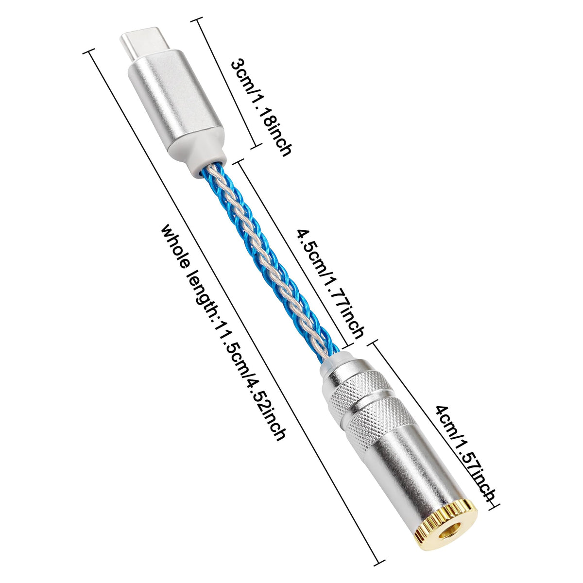 XMSJSIY USB-C to 4.4mm DAC connector close-up with stable connections for clearer audio.