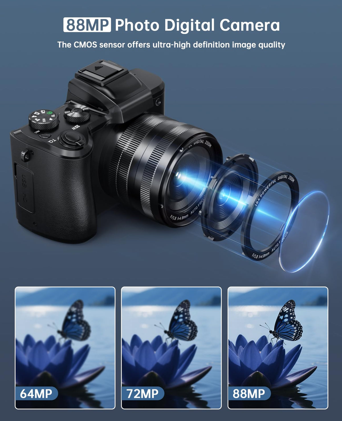XNSIAKXA dual lenses front and rear for selfies and multi-angle filming