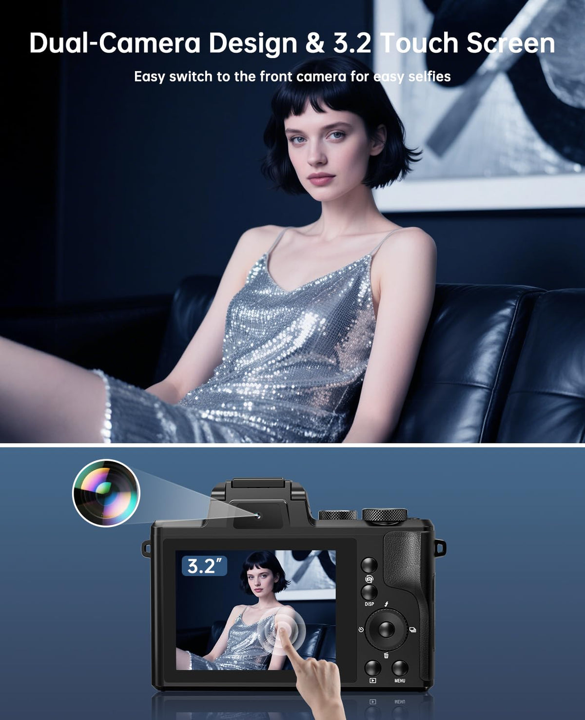 XNSIAKXA 3.2-inch IPS touch screen for easy framing and focus