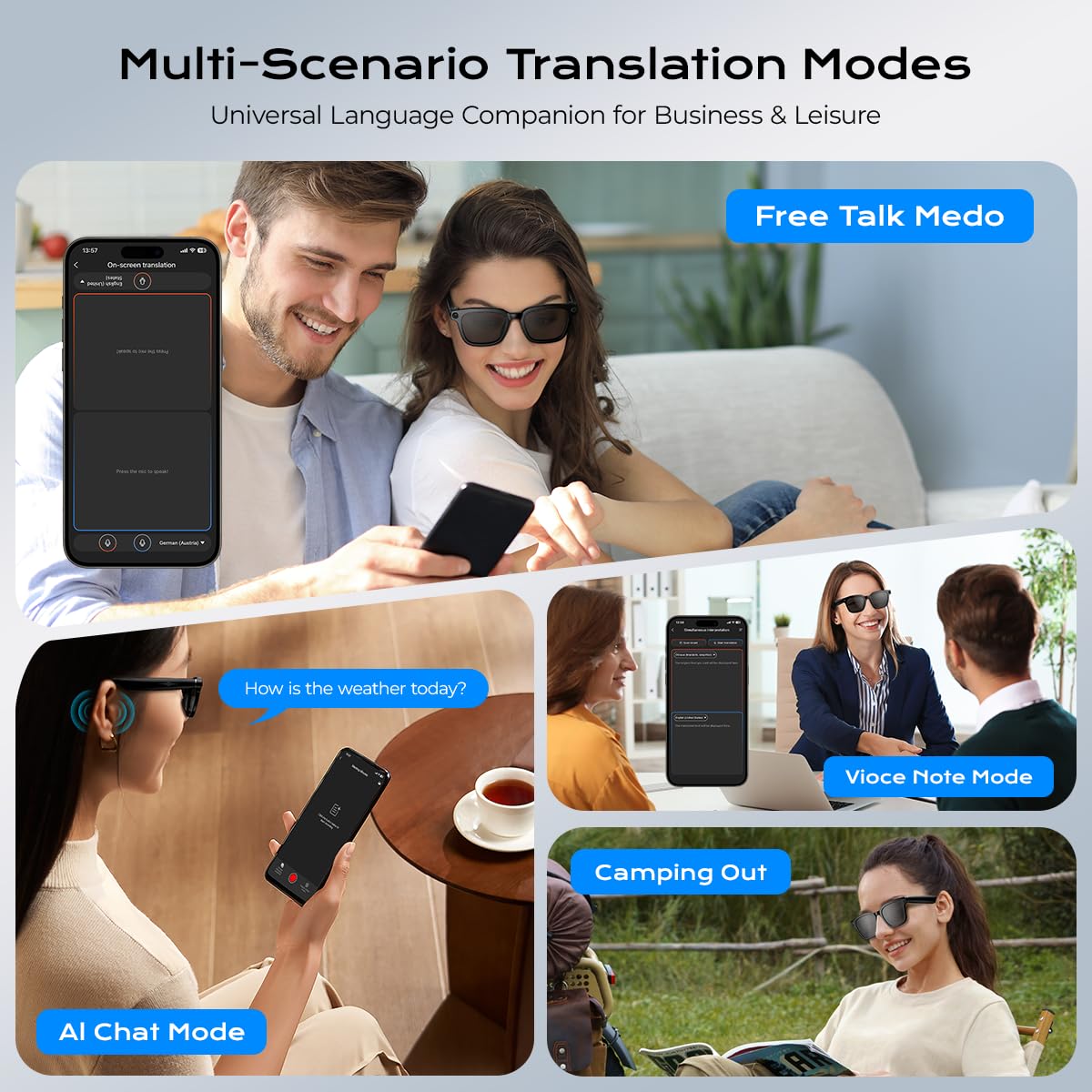 XO Simple Glasses deliver long battery life for hours of hands-free use and translation.