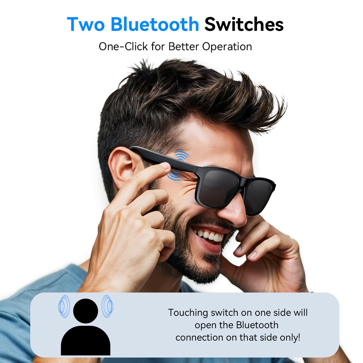 XO Simple open ear speakers close up demonstrating discreet audio delivery