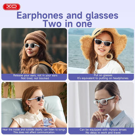 XO Smart Bluetooth glasses with built-in microphone for hands-free calls and voice commands.
