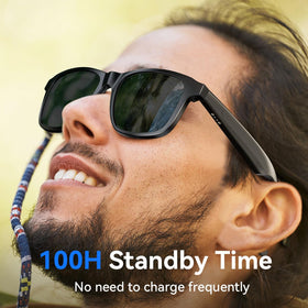 XO wearing outdoors showing sunglasses protecting eyes while streaming
