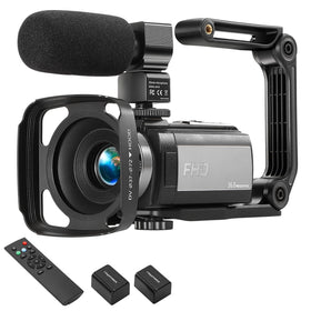 Xoieod camcorder front view highlighting portable design for quick vlogging
