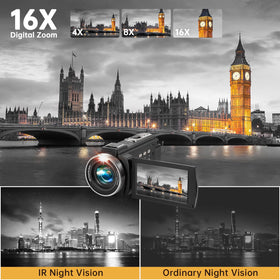 Xoieod camcorder infrared night vision enables clear low-light videos