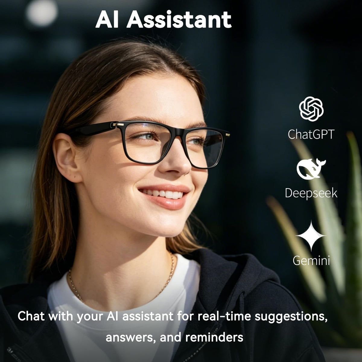 XOOMEER AI Smart Glasses photochromic lenses adapt to light for comfort.